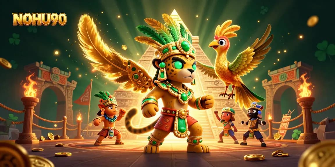 Experience thrilling gameplay with NOHU90 in a vibrant casino scene featuring iconic characters and elements.