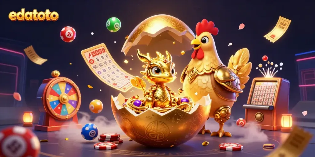 Experience thrilling wins with edatoto's vibrant lottery scene featuring a golden dragon and exciting game elements.