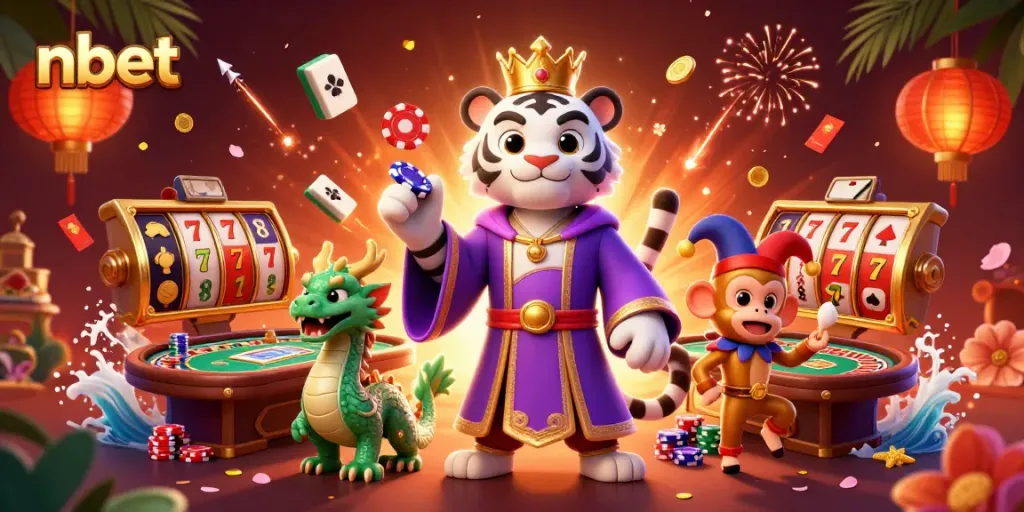 Experience thrilling moments with nbet's vibrant casino games and animated characters.