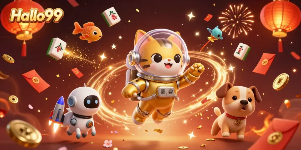 Play winning slots and experience the excitement of gambling with Halo99's vibrant 3D illustration.