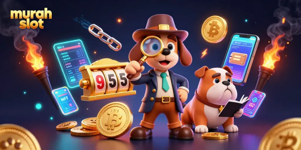 Menggali informasi di mesin slot murah slot dengan detektif 3D dan bulldog, penuh petunjuk.