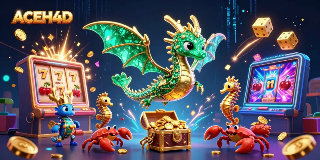 Spin and win with ACEH4D in this vibrant 3D casino adventure filled with treasures.