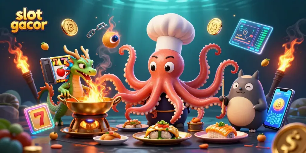 Menangkan jackpot dengan slot gacor dalam ilustrasi 3D penuh warna dan detail tinggi.