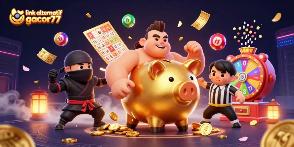 Permainan slot yang menarik di link alternatif gacor77 dengan suasana penuh warna dan elemen keberuntungan