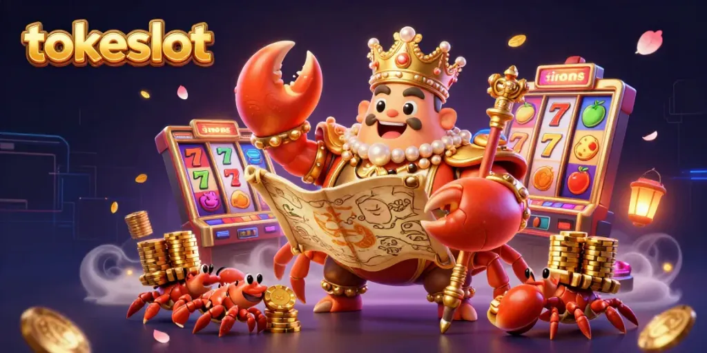 Gambarkan momen menakjubkan di TokeSlot sambil menang besar dengan simbol jackpot dan karakter kartun lucu.