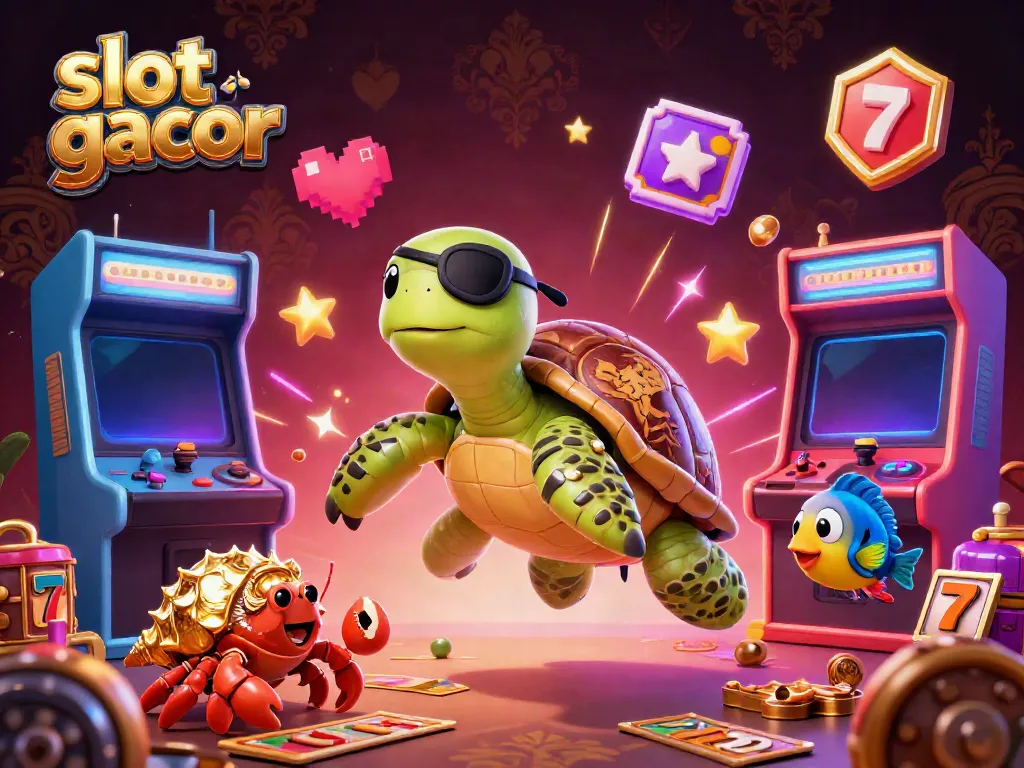Experience the thrilling slot gacor adventure with a pirate turtle and treasure-filled casino scene.