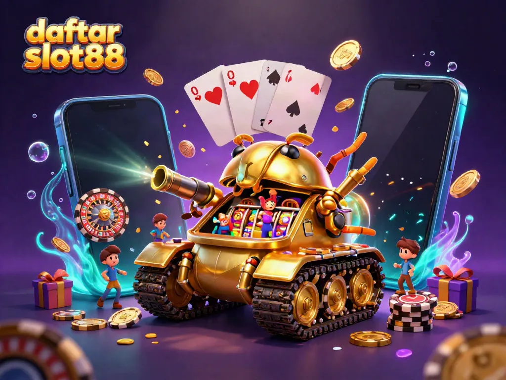 Experience the excitement of daftar slot88 with a vibrant 3D casino scene full of action and engaging elements.