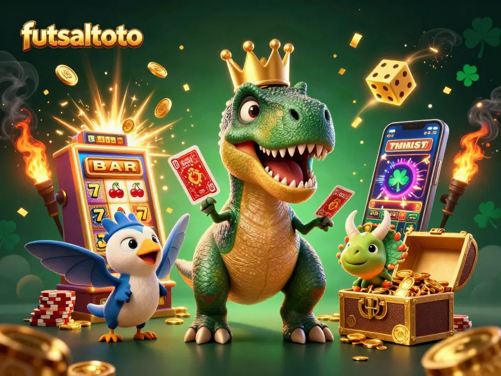 Mengungkap keseruan futsaltoto dengan T-Rex bermahkota, pterodactyl pembantu, dan triceratops menumpuk chip emas.