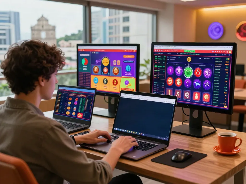 Person engaging with the rajabandot Togel platform in a digital gaming setup.